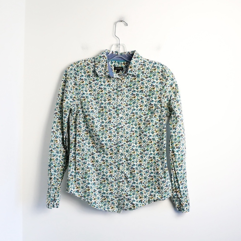 Talbots women's shirt ditsy floral print Liberty mushrooms fairycore 4 Small